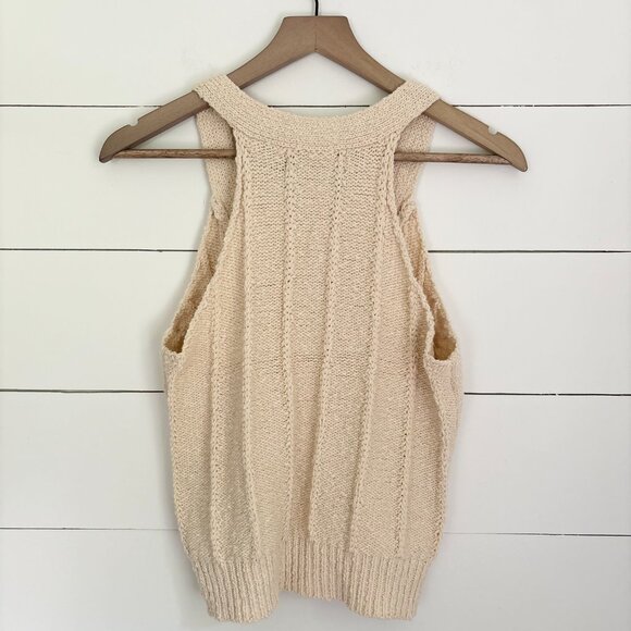 En Saison beige knitted tank sweater with button down front - Picture 4 of 5